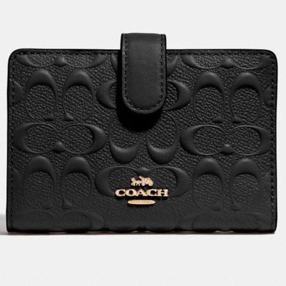 Coach Handbags - Coach Medium Corner Zip Wallet Black Leather